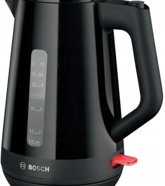 Электрочайник Bosch TWK1M123 черный, 1.7 л, 2400 Вт, скрытый нагревательный элемент