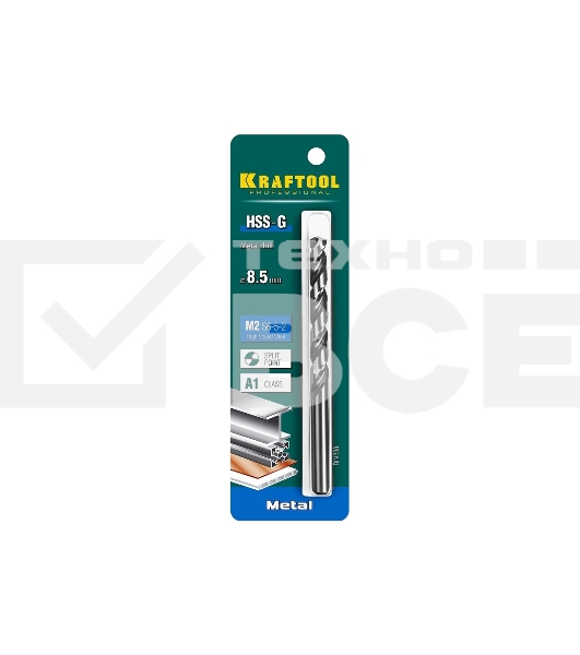 Сверло по металлу KRAFTOOL HSS-G 8.5 х117мм, HSS-G, сталь М2(S6-5-2)