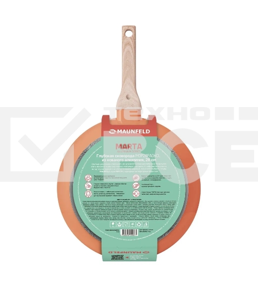 Глубокая сковорода Maunfeld MARTA MDP28FA06CL из кованого алюминия, 28 см