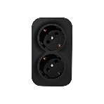 Розеточный блок двойной с заземлением предварительным подключением без шторок 16А 250В винтовые зажимы накладной Quteo IP20 Чёрный матовый, фото 1