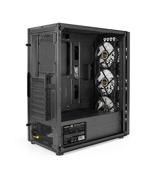 Компьютерный корпус Miditower ExeGate EVO-9202-EVO800 (ATX, БП EVO800RGb с вент. 12 см, с окном, 1*USB+1*USB 3.0, аудио, черный, 3 вент. 12см с RGb подсветкой)