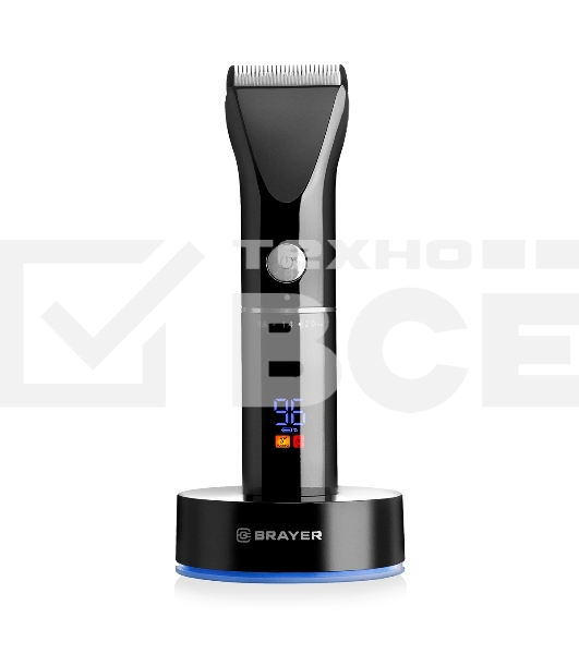 Машинка для стрижки BRAYER BR3400, LED-дисплей, 4 насад, турбо, титан. покр, регу. высоты лезвий