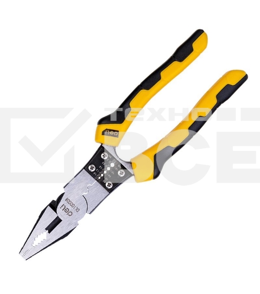 Комбинированные плоскогубцы многофункциональные Deli DL100008 215мм, (скручивание/зажим/резка/зачистка/обжим), сталь Cr-V, двухкомпонентная рукоять