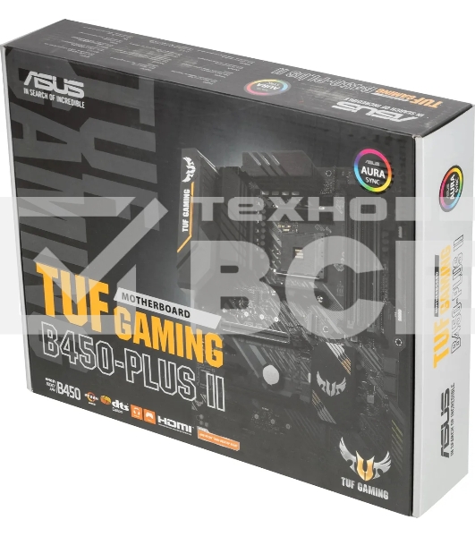 Материнская плата ASUS TUF GAMING B450-PLUS II, AM4, AMD B450, 4xDDR4, 6xSATA, 2xM.2, 1xPCI-E 3.0 x16, 1xPCI-E 2.0 x16, 3xPCI-E x1, 1xHDMI, 1xDP, 1x 1Gb LAN, 4xUSB 3.2 Gen 1, 1xUSB 3.2 Gen 2, 1xUSB-C 3.2 Gen 2, 5x3.5 мм, 7.1, ATX