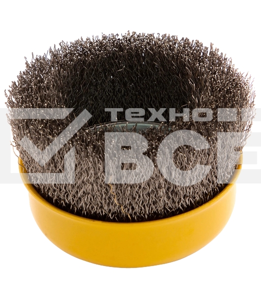 Щетка для УШМ Denzel 100 мм, М14, чашка, витая нержавеющая проволока 0,3 мм