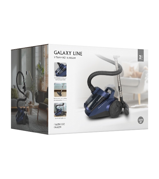 Пылесос Galaxy GL 6228 синий/черный, 350/ 2600 Вт, уборка сухая, пылесборник контейнер 3.4 л