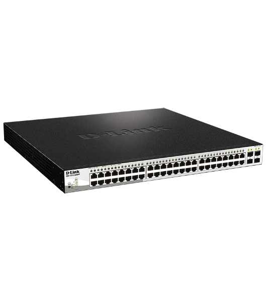 Коммутатор D-Link DGS-1210-52MPP/E2A, 48×1 Гбит/с + 4×1 Гбит/с SFP, настраиваемый