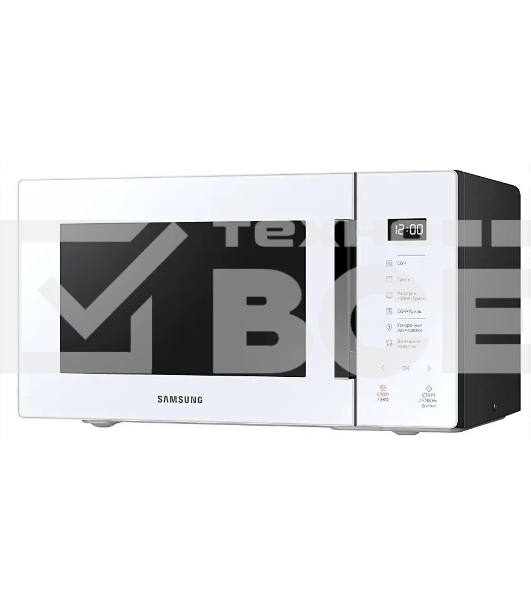 Микроволновая печь Samsung MG23T5018AW/BW белый, 23 л, 800 Вт, переключатели - сенсор