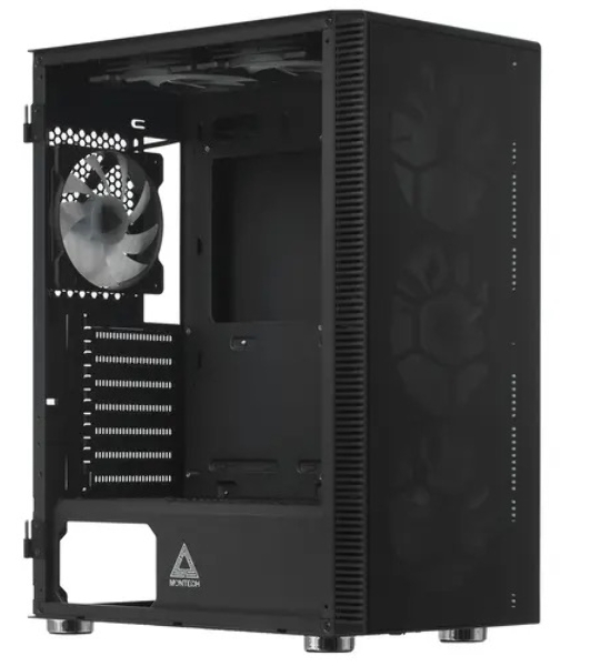 Компьютерный корпус Montech X3 GLASS, без БП, ATX 6x120мм 2xUSB 3.0 1xUSB3.1 audio bott PSU, черный