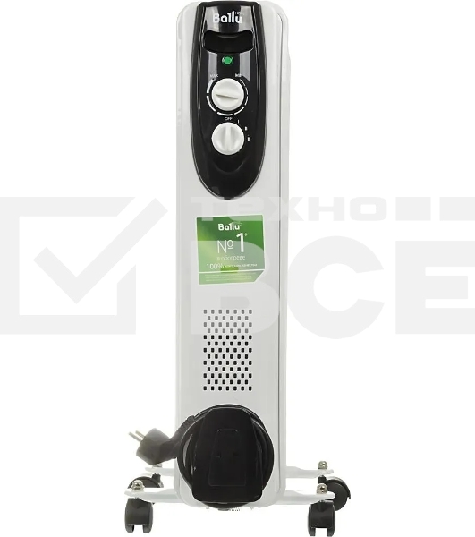 Обогреватель масляный Ballu Classic BOH/CL-09WRN (9 секций), белый, 2000 Вт, 25 м2, термостат