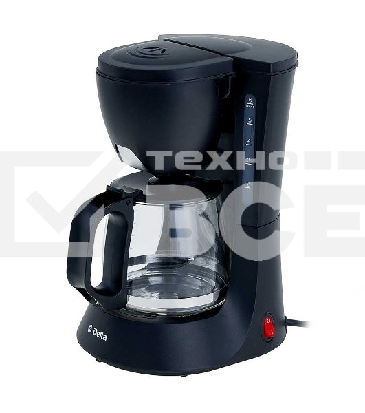 Кофеварка капельная Delta DL-8153 черный, исп. кофе - молотый, 0,6 л, 600 Вт