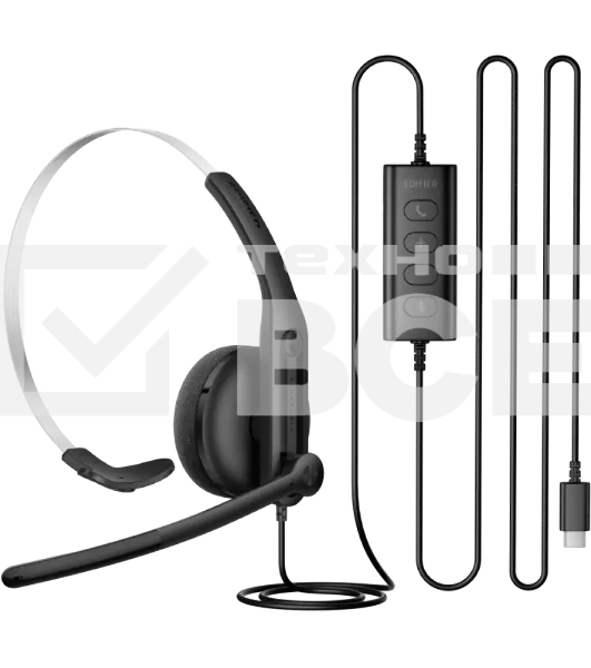 Гарнитура накладные Edifier CC100 1.5м черный проводные оголовье