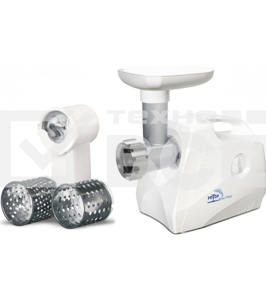 Мясорубка электрическая Ротор Люкс ЭМШ 35/300-4 белый, 1500 Вт, 0.6 кг/мин, насадки - 4