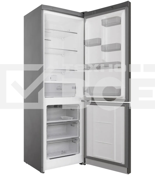 Холодильник Hotpoint HT 5180 MX нержавеющая сталь/серебристый двухкамерный 220/78 л морозилка снизу, No Frost