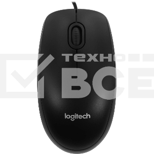 Мышь проводная Logitech B100 черный, 1000 dpi, USB, кнопки - 3