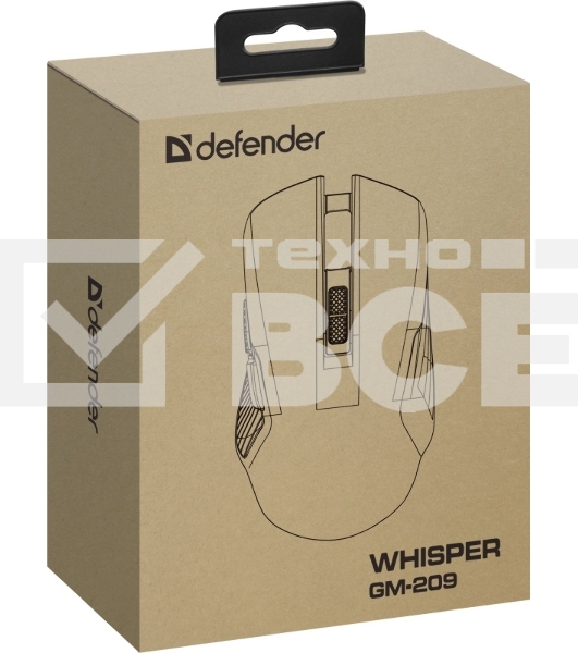Мышь беспроводная/проводная Defender Whisper GM-209 белый, 7200 dpi, радиоканал, Bluetooth, USB, кнопки - 8