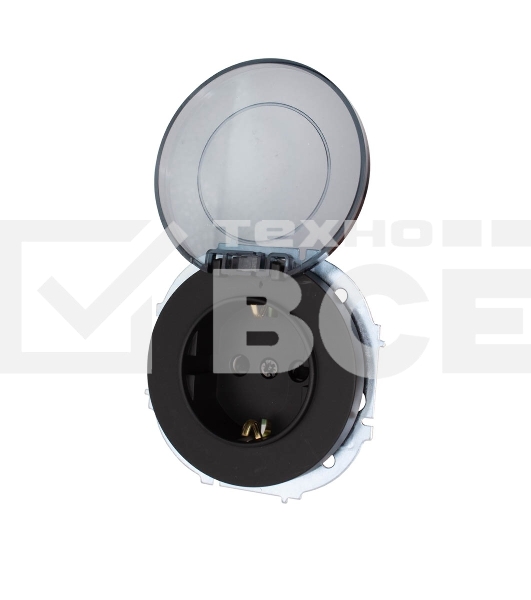 Розетка 1-м СП OSEN с заземл. с крышкой ПБТ механизм черный бархат LEZARD 743-4288-123B