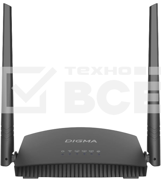 Роутер беспроводной Digma DWR-N301 N300 10/100BASE-TX черный (упак.:1шт)