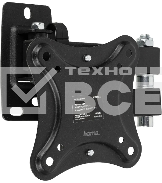 Кронштейн для телевизора Hama R1 118152 черный, 10'-27' макс. 15 кг, настенный, поворот