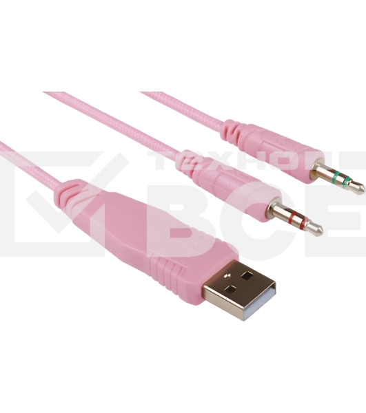 Гарнитура Redragon Hylas розовый, проводная, USB / 2 x mini jack 3.5 мм, подсветка