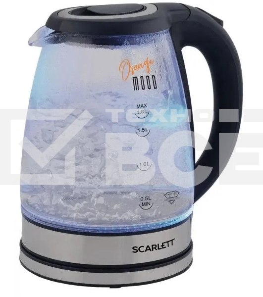 Чайник электрический Scarlett SC-EK27G36 1.8л. 1800Вт черный (корпус: стекло)