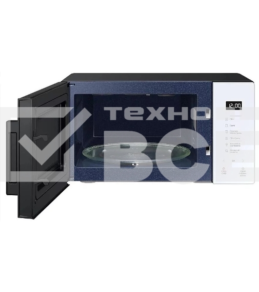 Микроволновая печь Samsung MG23T5018AW/BW белый, 23 л, 800 Вт, переключатели - сенсор
