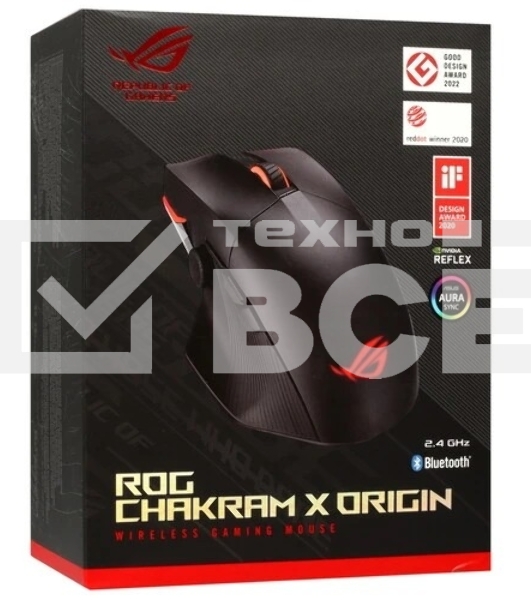 Мышь беспроводная/проводная ASUS P708 ROG CHAKRAM X ORIGIN черный, 36000 dpi, радиоканал, Bluetooth, USB, кнопки - 11