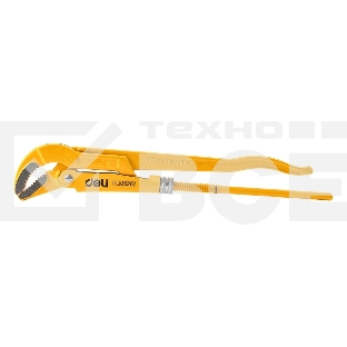 Трубный рычажный ключ №3 с изогнутыми губками Deli DL105267 560мм, раскрытие губок 0-67мм, сталь Cr-V