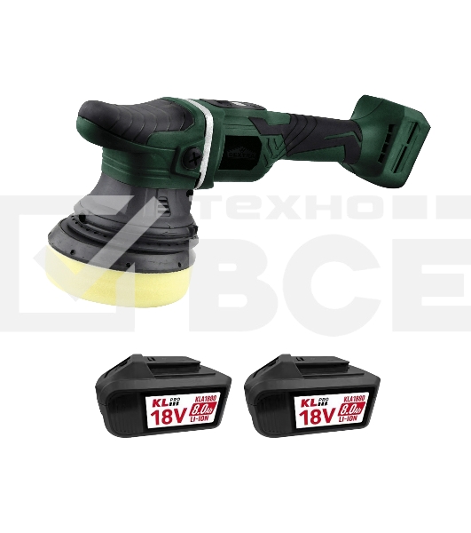 Профессиональная бесщеточная полировальная машина аккумуляторная KLPRO KLPS18B-80 (18В, Li-ion-2шт, 8.0А·ч, 125мм, М14, 2000-4800 об/мин З/У,сумка)