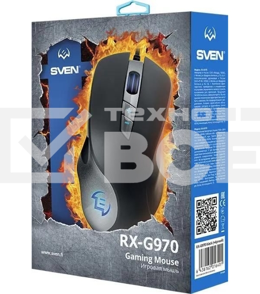 Мышь проводная SVEN RX-G970 черный, 4000 dpi, USB, кнопки - 7