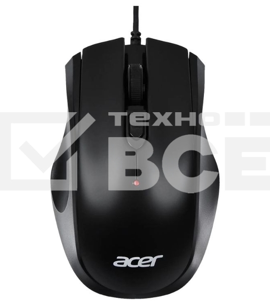 Мышь проводная Acer OMW020 черный, 1600 dpi, USB, кнопки - 4
