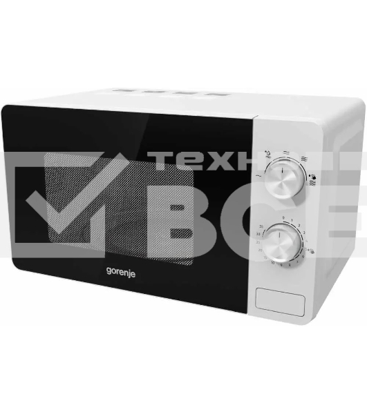 Микроволновая печь Gorenje MO20E1W белый, 20 л, 800 Вт, переключатели - поворотный механизм