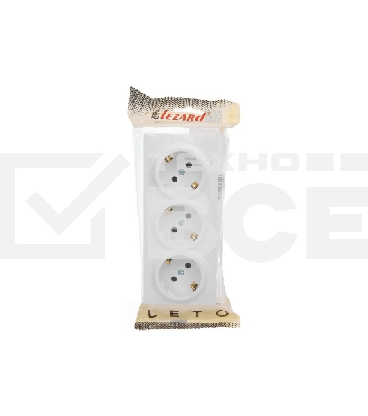 Розетка 3-мест. с заземл. LEZARD LETO 752-0200-127BUP закрытый корпус ПБТ бел.
