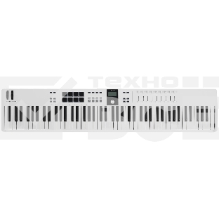 Клавиатура MIDI [231541] Arturia [KeyLab Essential 88 mk3 White] 88 клавиш, LCD дисплей, 9 энкодеров, 8 пэдов, 9 фейдеров, 12 кнопок управления, колеса высоты тона и модуляции, 1/4