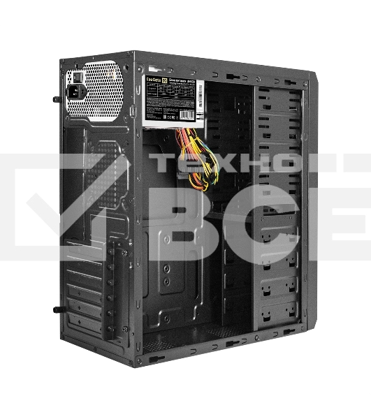 Компьютерный корпус Miditower ExeGate UN-605B-UNS500 (ATX, БП UNS500 с вент. 12см, 2*USB, аудио, блокировка, черный)