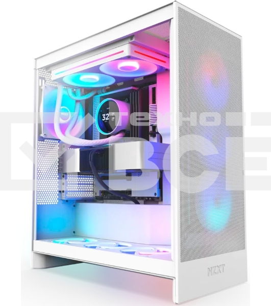 Система жидкостного охлаждения для ПК/Water Cooling System NZXT Kraken Elite 280 RGb (250W, 280мм, LED temp., белый/Fans: 2x140мм, 98.61CFM, 34.5dBA, 2000RPM/Pump height 65мм, 2800RPM, Rad thickness 27мм/S: 1851, 1700, 1200, 115X, AM5, AM4)