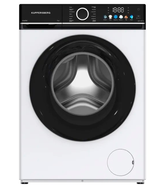 Стиральная машина Kuppersberg WM 409 W, High-Tech, ВхШхГ 85х60х41 см, загрузка 6 кг, 1200 об/мин, 14 программ, инверторный двигатель, пар, отложенный старт, комбинированное управление, цветной дисплей, энергоэффективность А, цвет белый