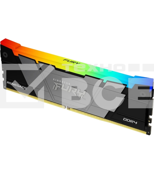 Оперативная память Kingston Fury Renegade, DDR4, 16GB (1x16GB), 3200MHz, CL16, с радиатором, RGB, серебристый/черный