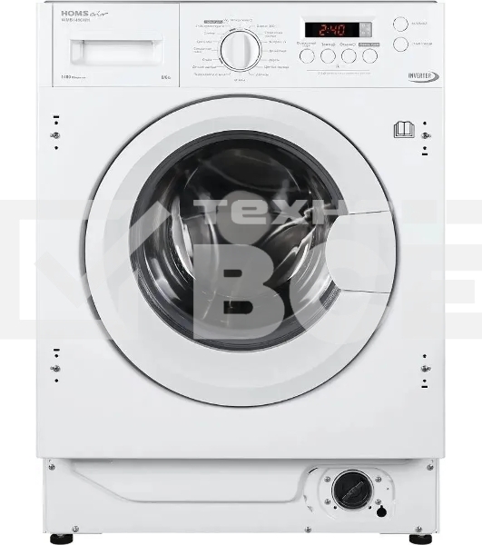 Встраиваемая стиральная машина HOMSair WMB1486WH белый, загрузка фронтальная 8 кг, 6 кг - сушка, 1400 об/мин, класс: A