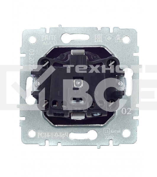 Розетка 1-местная IEK BRITE РС14-1-0-БрЧ (BR-R14-16-K02) с заземлением, с защитными шторками, 16А, черный