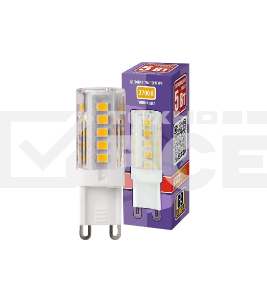 Лампа светодиодная JazzWay PLED-G9 5Вт капсульная 2700К теплый белый G9 320 лм 220-230В