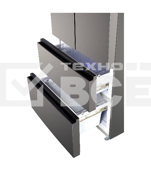 Холодильник Korting KNFF 82535 X нержавеющая сталь трехкамерный 354/186л морозилка снизу