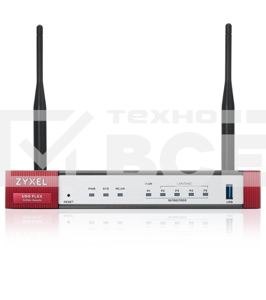 Межсетевой экран и Wi-Fi контроллер Zyxel USG FLEX 100AX, 1xWAN GE, 4xLAN/DMZ GE, Wi-Fi 6 (AX1800), 1xUSB3.0, AP Controller (8/24), NebulaFlex **