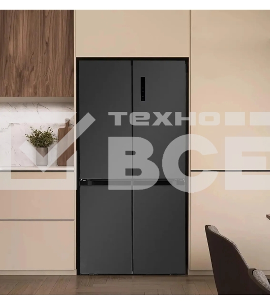Холодильник  LEX LCD450MgID серый трехкамерный 288/129л морозилка снизу Side-by-Side