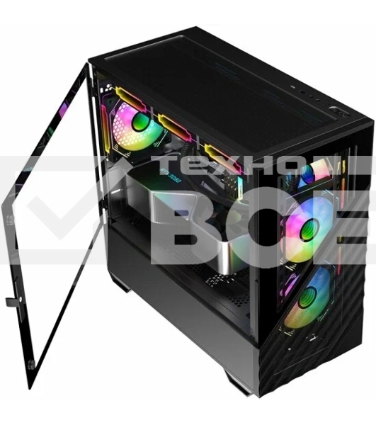 Компьютерный корпус 1STPLAYER DK D7 Black / mATX / 3x120mm LED fans / D7-BK-3F1