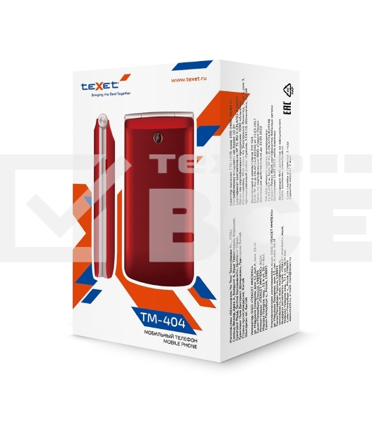 Мобильный телефон TeXet TM-404 красный