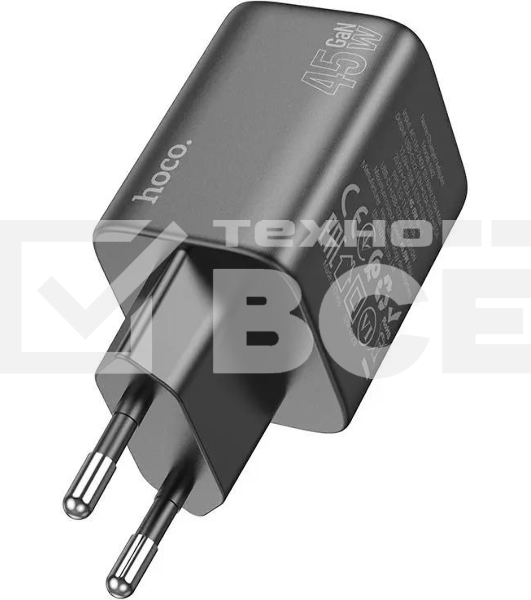 Сетевое зарядное устройство Hoco N42 Elogiado 45W 3A+2.25A (PD+QC+AFC) 2xUSB type-C универсальное черный