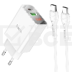 Сетевое зарядное устройство HOCO (6931474769824) C100Aaa 1USB+1Type-C 3.0A QC3.0 PD 20W, белый, фото 1