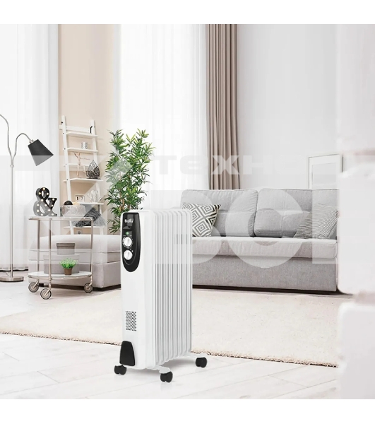 Обогреватель масляный Ballu Classic BOH/CL-09WRN (9 секций), белый, 2000 Вт, 25 м2, термостат