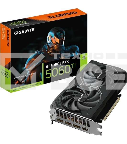 Видеокарта Gigabyte PCI-E 5.0 GV-N506TWF2MAX OC-16GD 1.0 NVIDIA GeForce RTX 5060TI 16Gb 128bit GDDR7 2572/30000 HDMIx1 DPx3 HDCP Ret